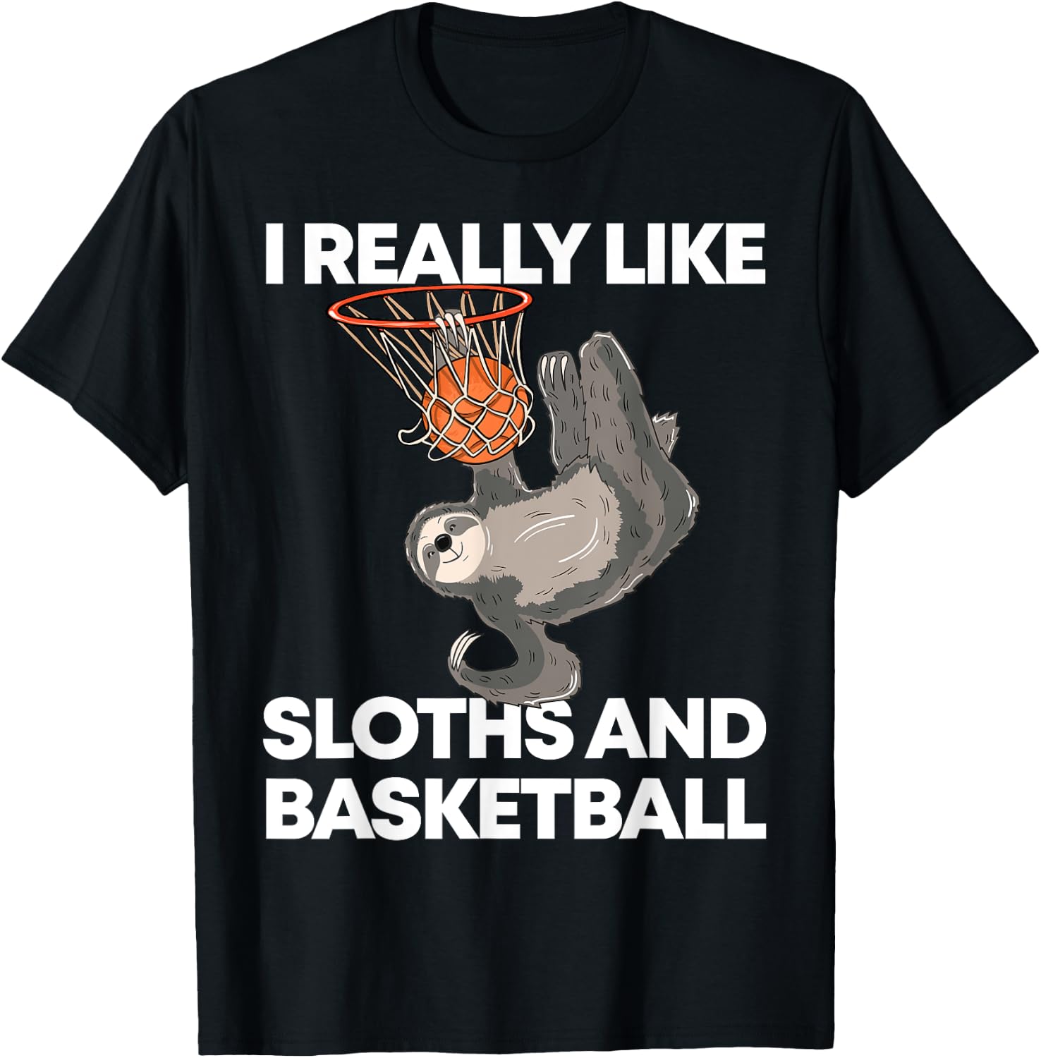 Funny Basketball Sloth Gift Cute Sloth T-Shirt - T-Shirt | Black