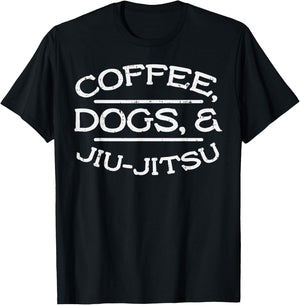Coffee Dogs Jiu Jitsu BJJ Sports Brazilian Martial Arts Gift T-Shirt - T-Shirt | Black