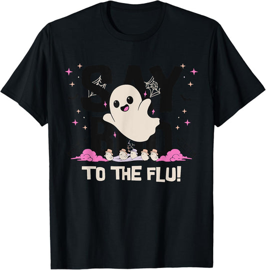Medical Humor Halloween, say boo to the flu T-Shirt - T-Shirt | Black