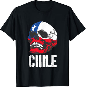Chile Flag Skull Chilean Pride Patriotic T-Shirt - T-Shirt | Black