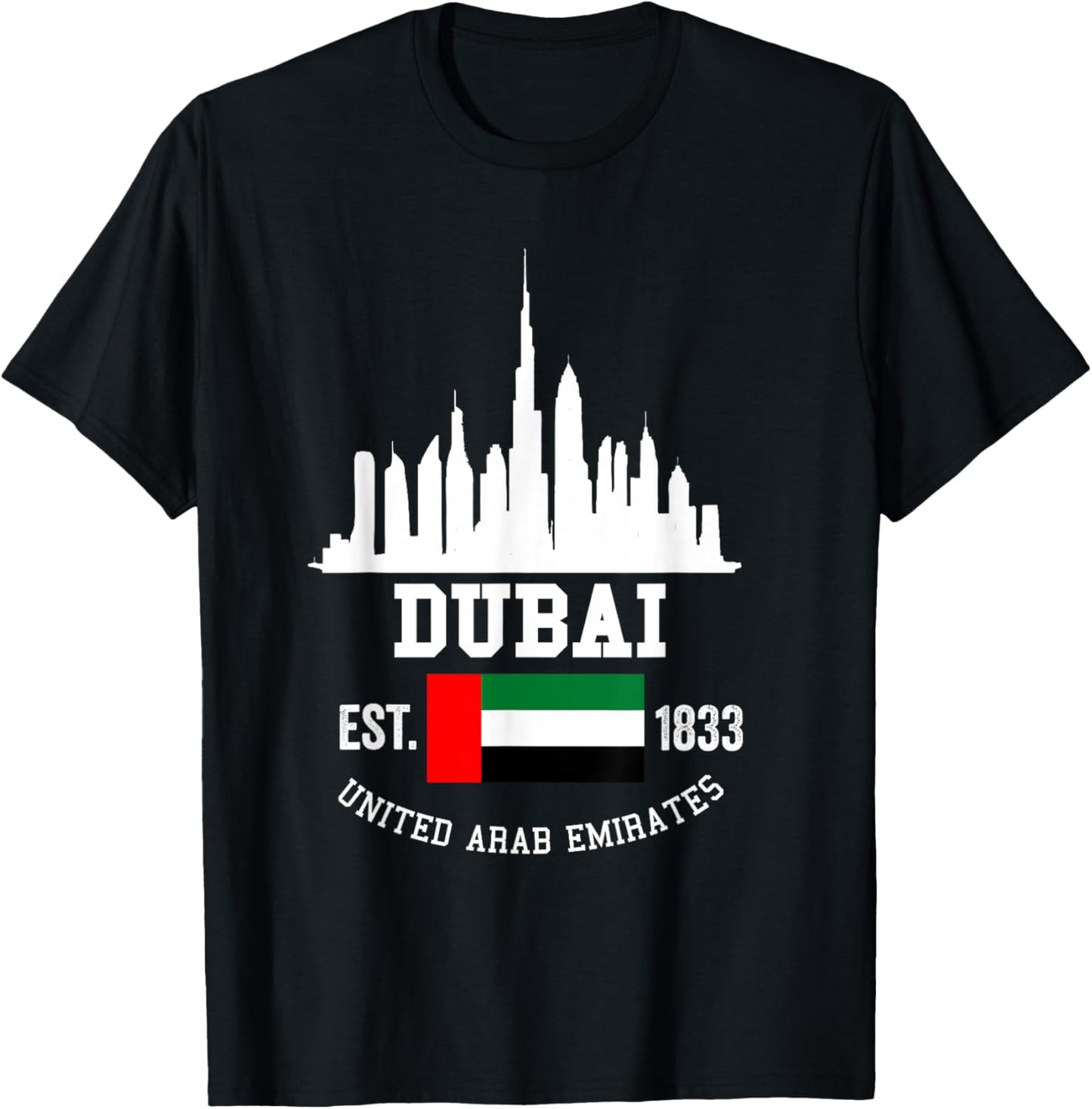 Dubai Souvenir Skyline UAE United Arab Emirate Reminder T-Shirt - T-Shirt | Black