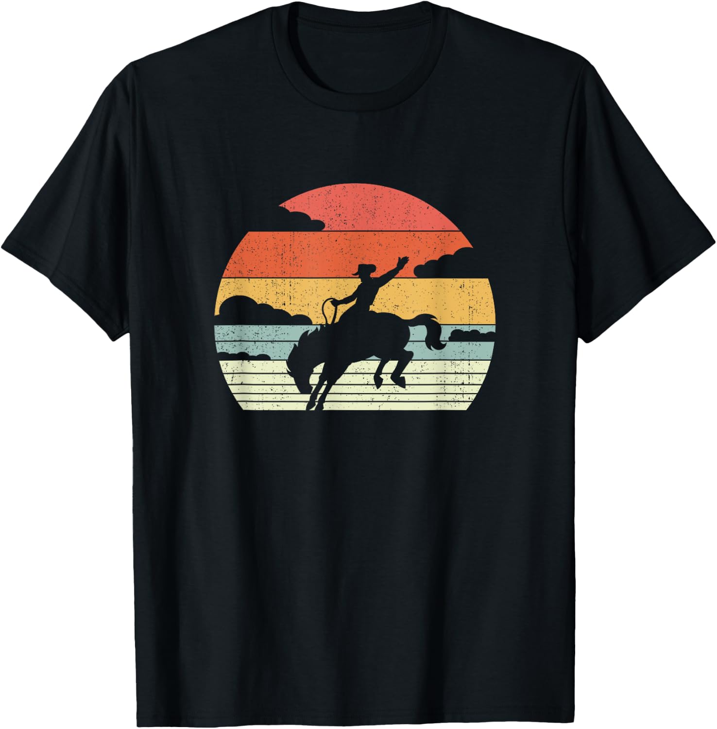 Retro Cowboy Horse Riding - Vintage Horseman Rodeo T-Shirt - T-Shirt | Black
