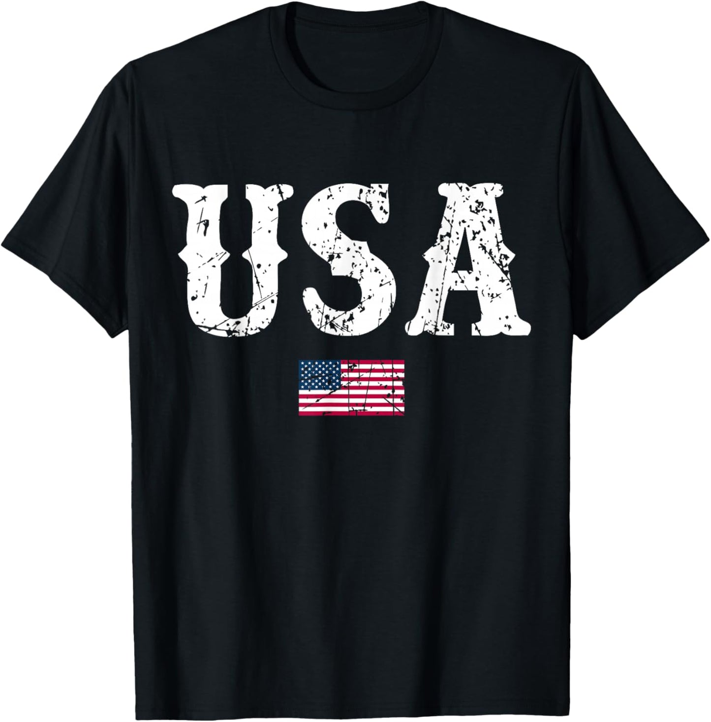 USA United States of America American Flag July 4th T-Shirt - T-Shirt | Black