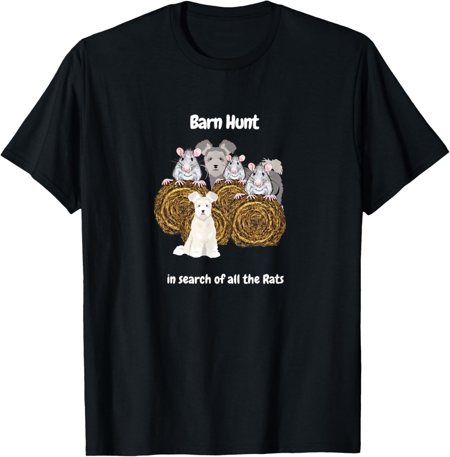 Funny Barn Hunt - in search of rats with a Pumi dog T-Shirt - T-Shirt | Black