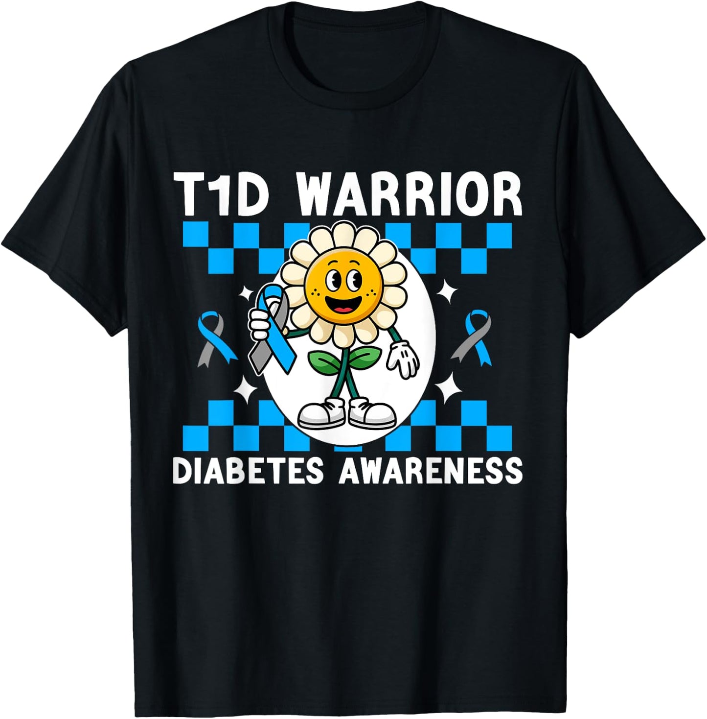 T1D Warrior Type 1 Diabetes Awareness Diabetic kids T-Shirt - T-Shirt | Black