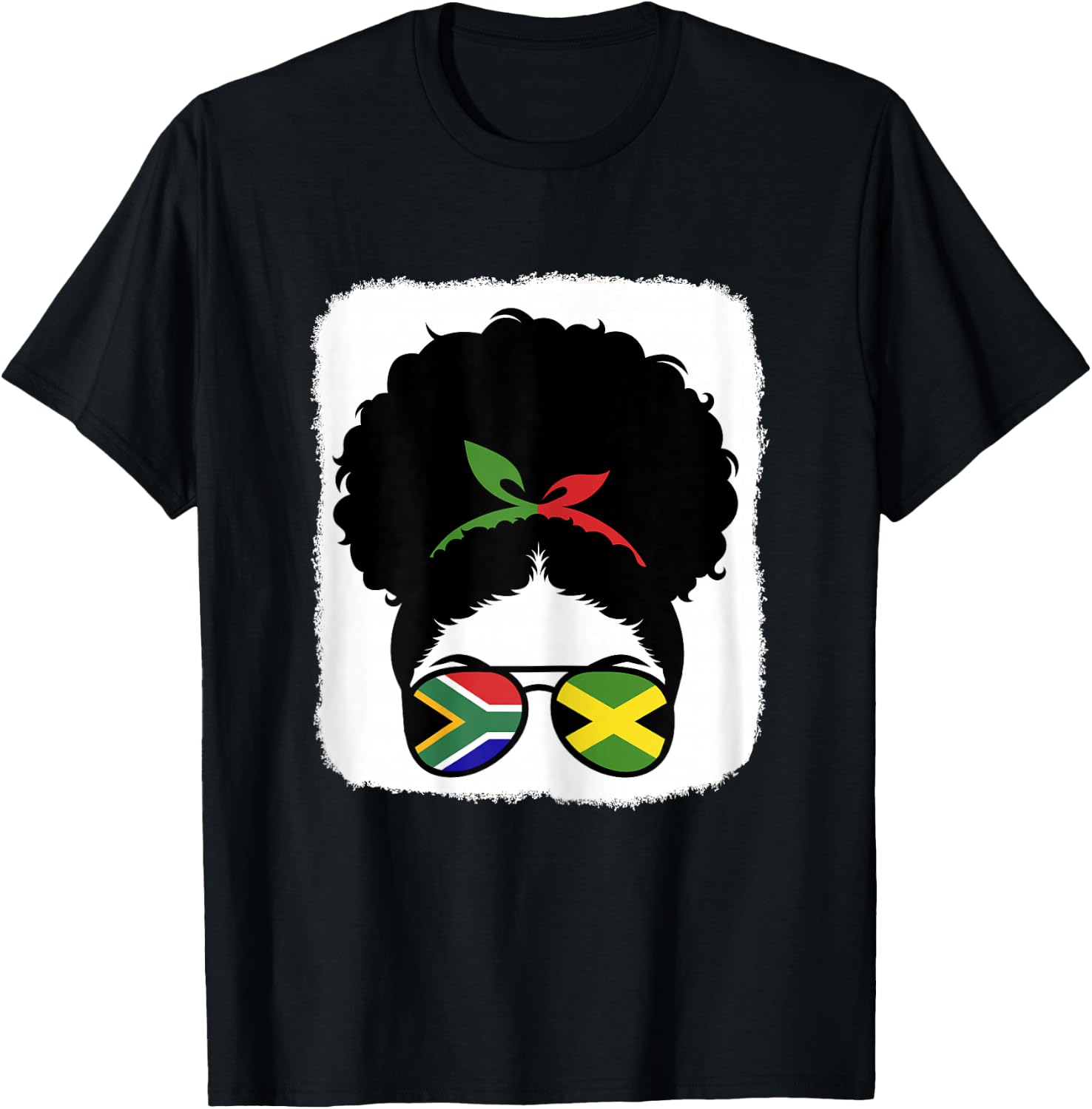 South Africa and Jamaica Mix Half South African Jamaican T-Shirt - T-Shirt | Black