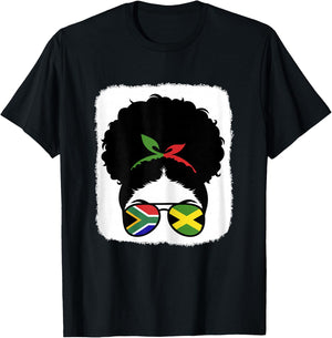 South Africa and Jamaica Mix Half South African Jamaican T-Shirt - T-Shirt | Black