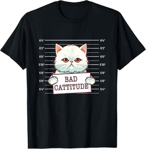Bad Cattitude - Cat Lover Kitten Owner Kitty Women Girls Kids T-Shirt - T-Shirt | Black