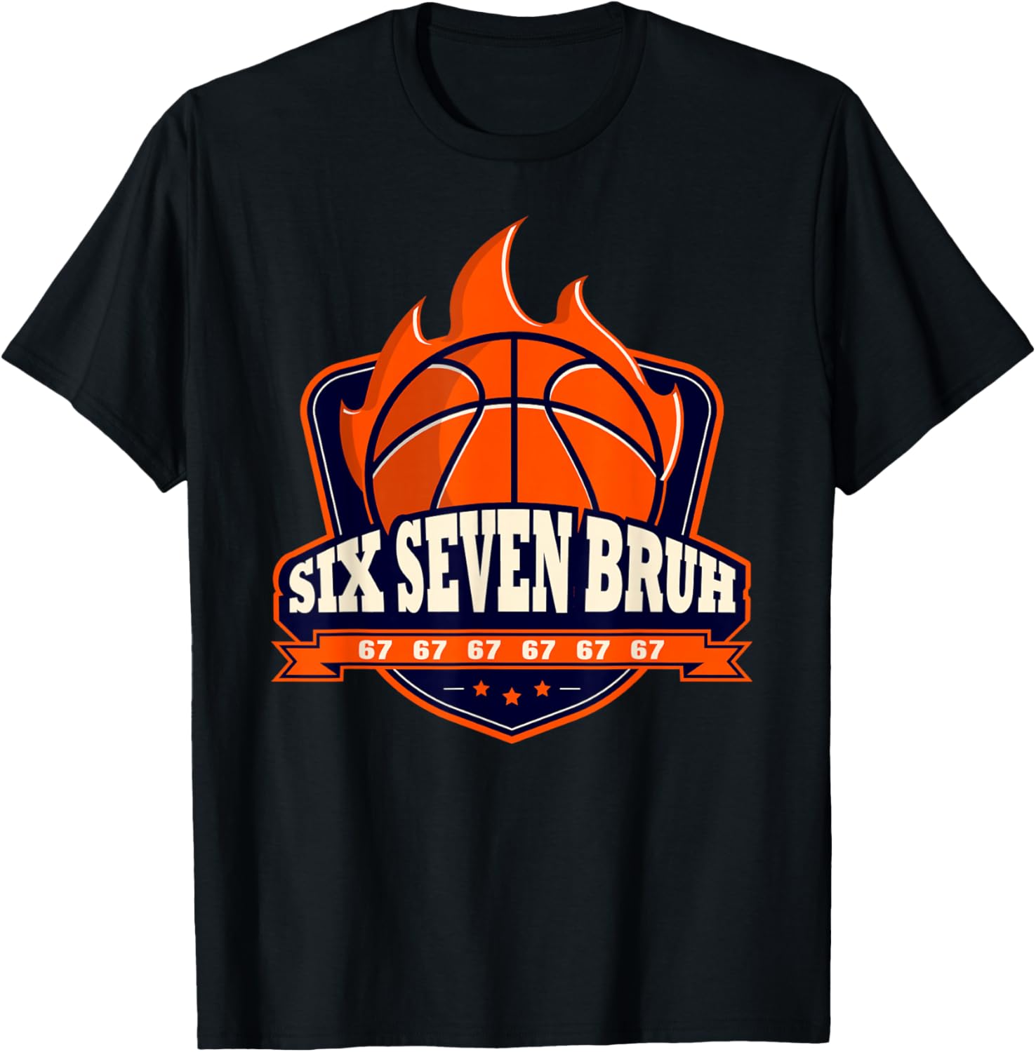 Alpha Slang Kids Bruh 67 Basketball Ice Cream Drip Six Seven T-Shirt - T-Shirt | Black