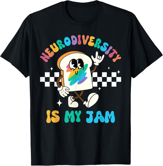 Retro Neurodiversity Is My Jam ADHD Autism Awareness Support T-Shirt - T-Shirt | Black