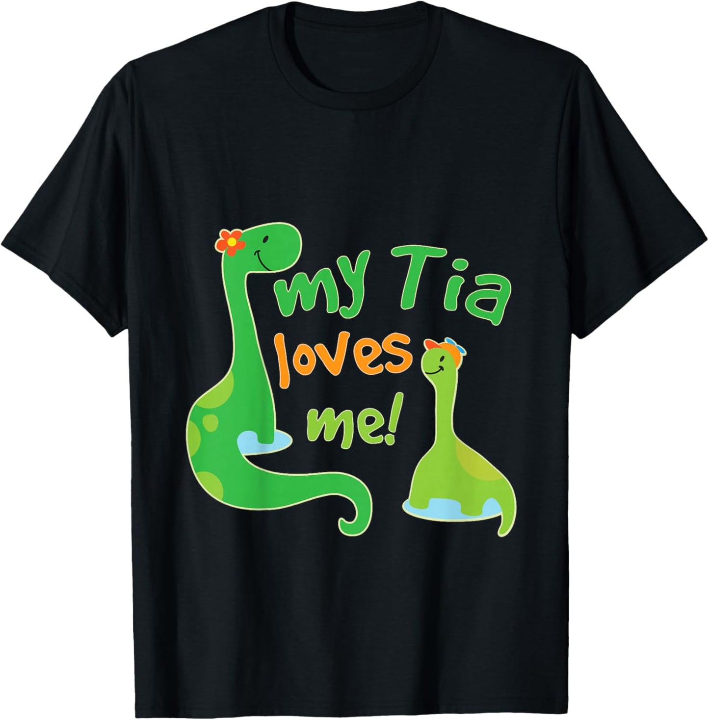Kids My Tia Loves Me Nephew Dinosaur T-Shirt - T-Shirt | Black