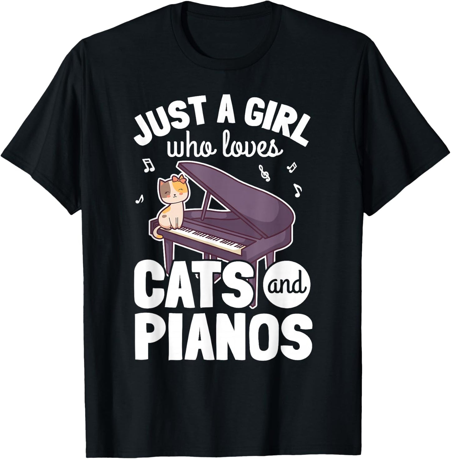 Piano Player Pianist Piano Musician I Cat T-Shirt - T-Shirt | Black