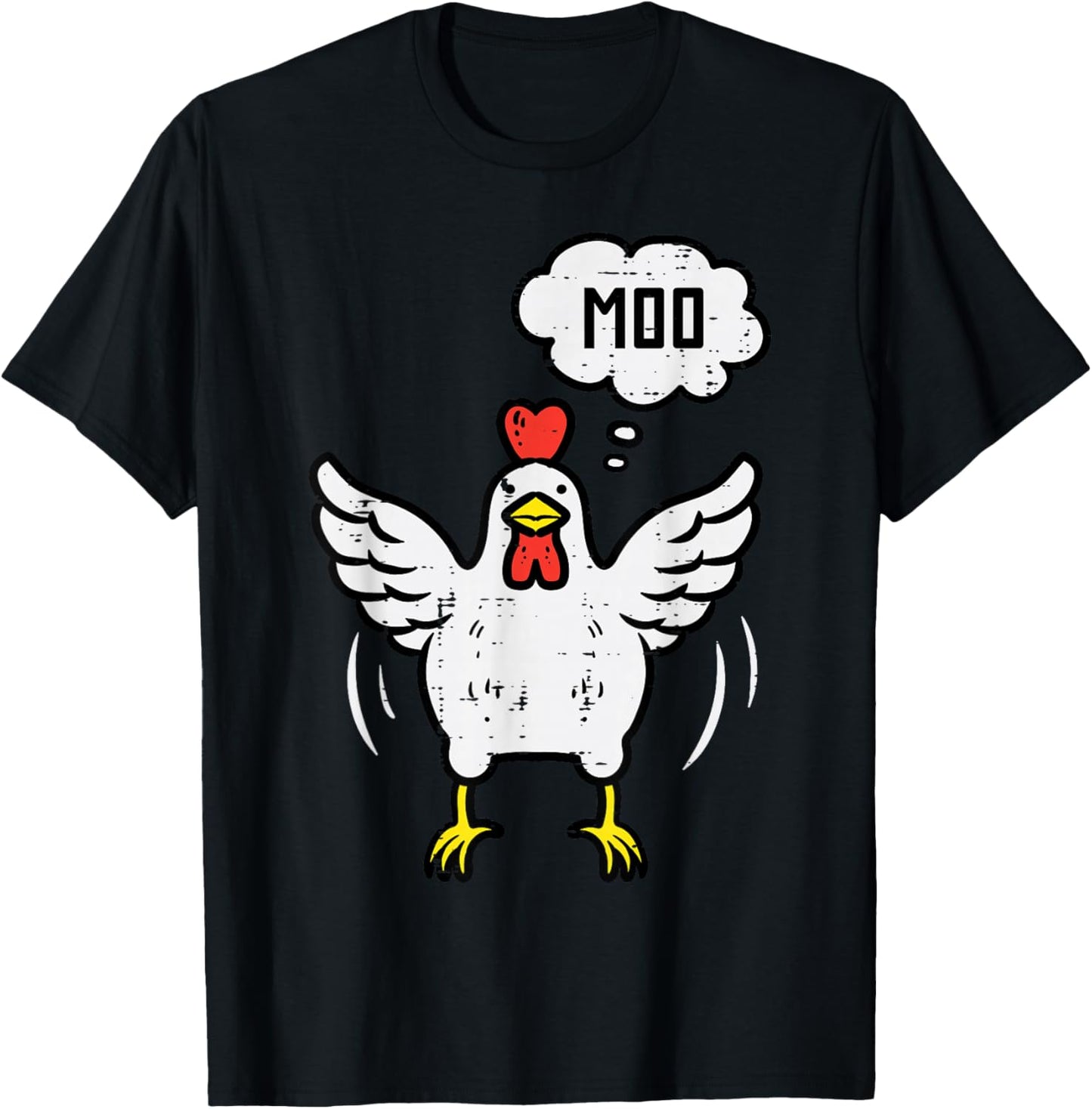 Chicken Cow Moo Funny Farm Animal Hen Farmer Men Women Kids T-Shirt - T-Shirt | Black