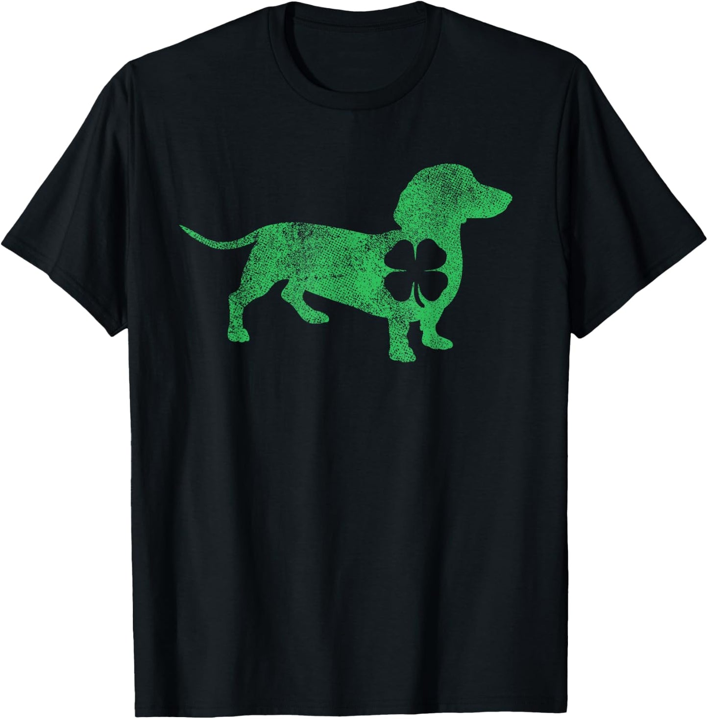 St. Patrick's Day Dog Dachshund Irish Ireland Shamrock Green Men Women Kids T-Shirt - T-Shirt | Black