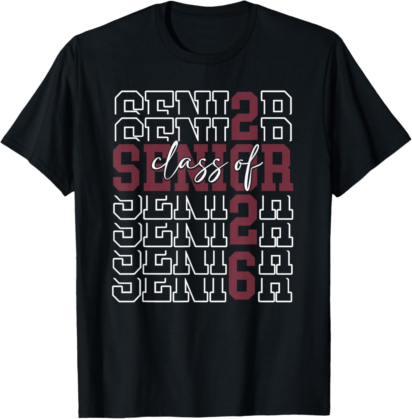 Senior Class of 2026 Maroon Seniors Graduation School Spirit T-Shirt - T-Shirt | Black