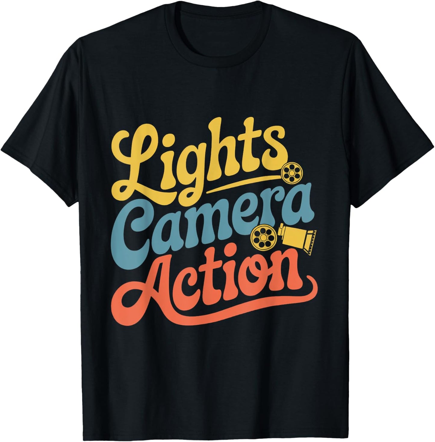 Director Film Crew Lights Camera Action Video Producer Quote T-Shirt - T-Shirt | Black
