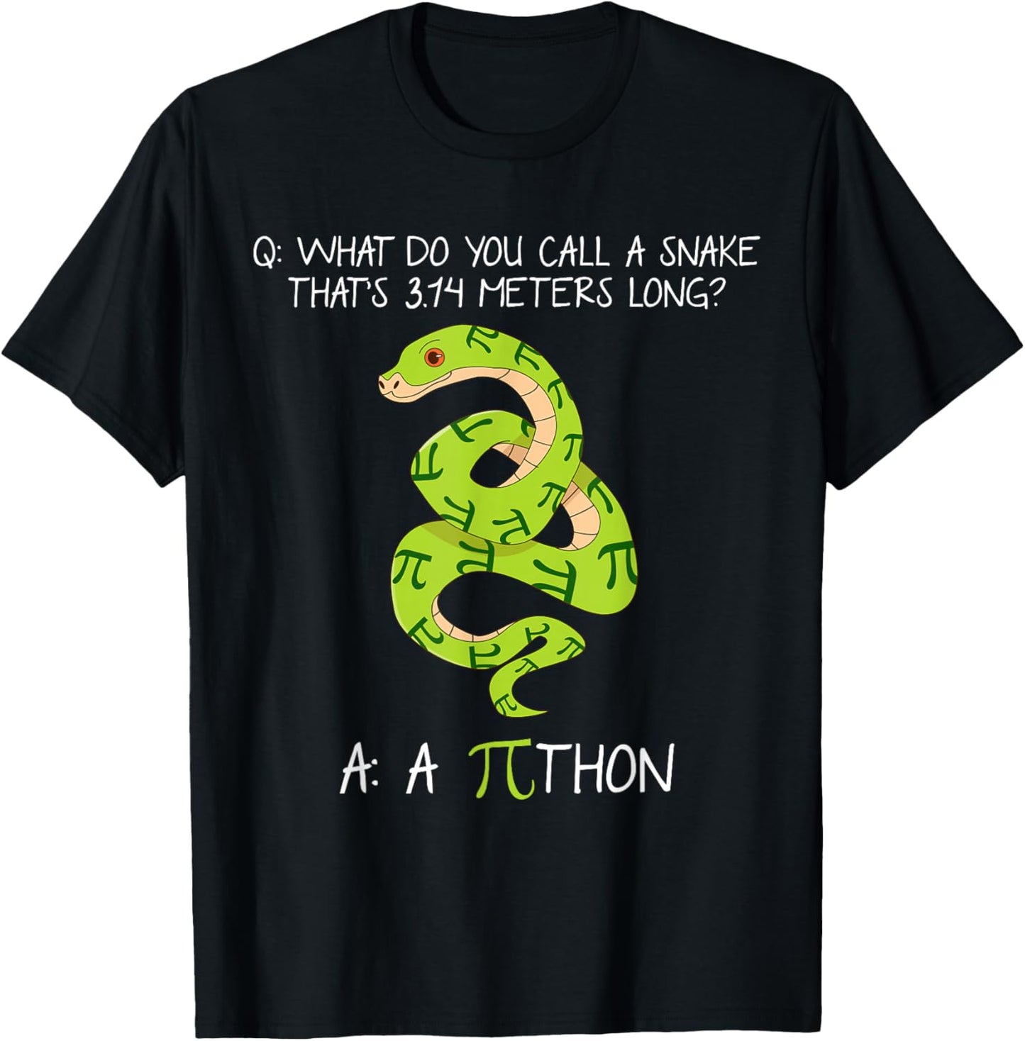 Python Pithon Pi 3.14 Symbol Funny Math Teacher Pi Day T-Shirt - T-Shirt | Black