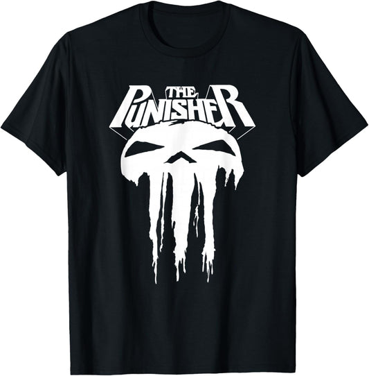 Marvel Punisher Melting Skull Vintage Chest Logo T-Shirt - T-Shirt | Black