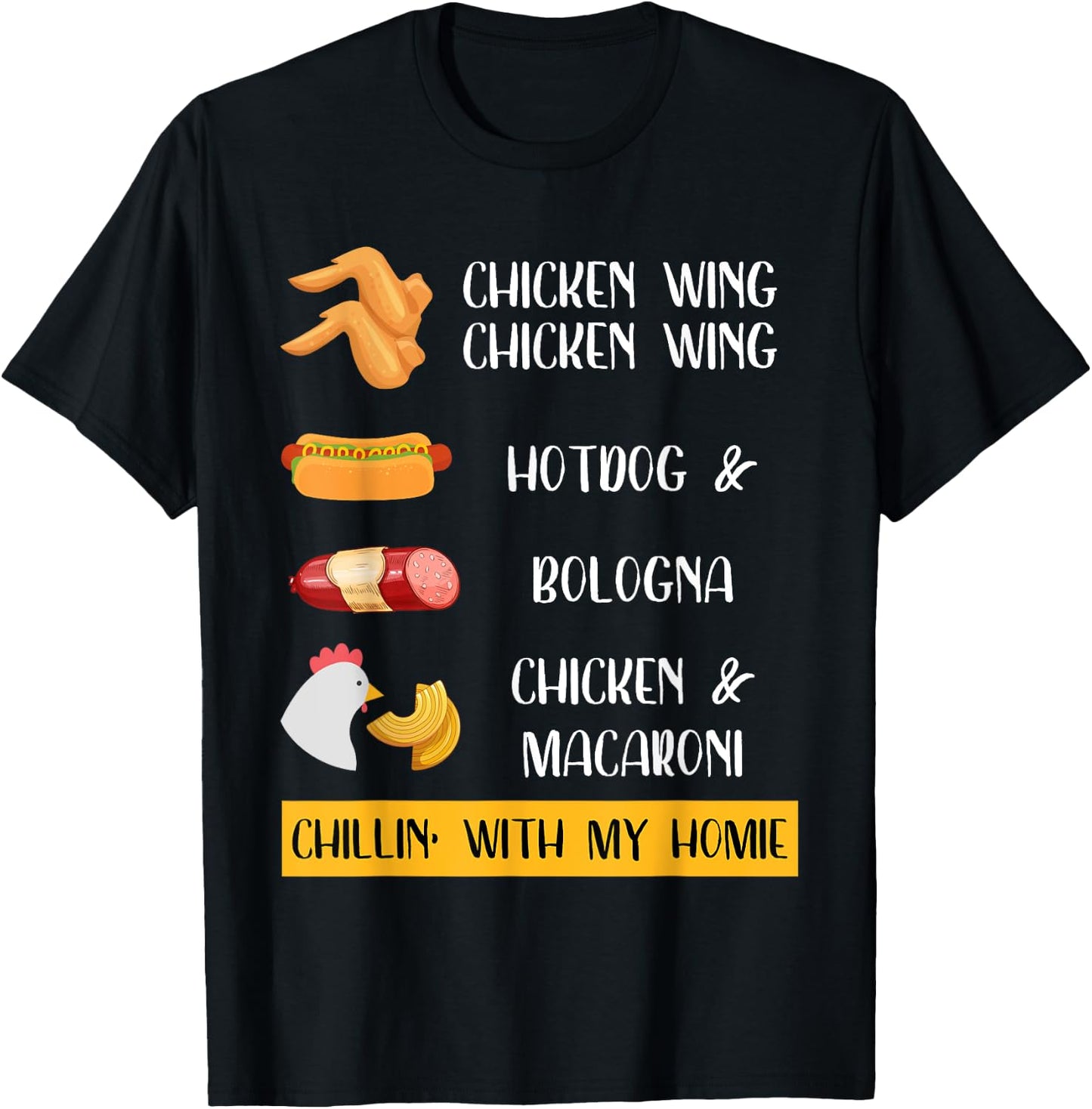 Viral Chicken Wing Chicken Wing Hot Dog & Bologna Song Lyric T-Shirt - T-Shirt | Black