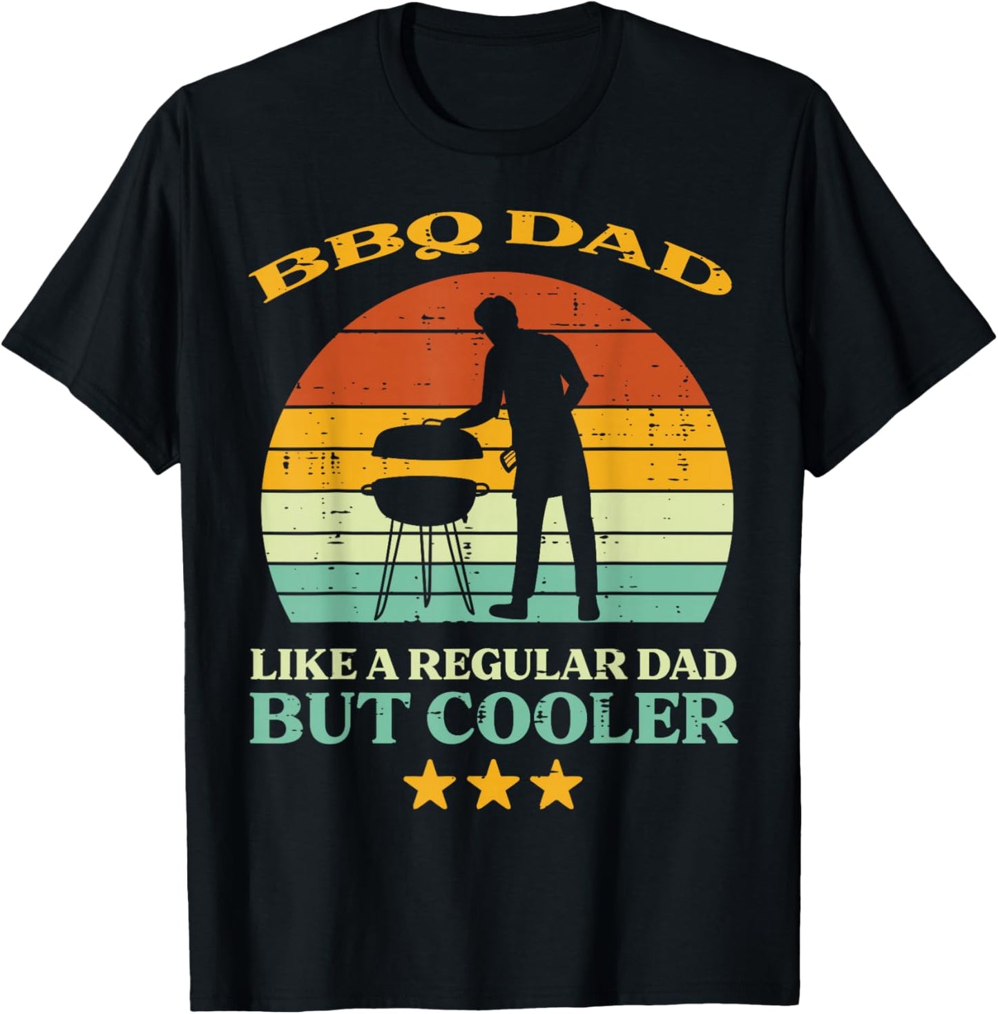 Bbq Dad Cooler Retro Barbecue Grill Fathers Day Daddy Papa T-Shirt - T-Shirt | Black