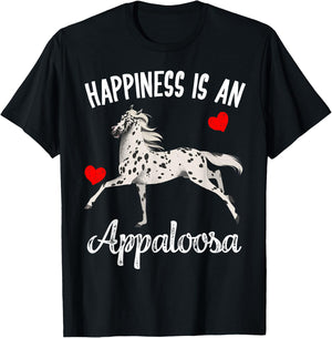 Happiness Is An Appaloosa Horse Rider Racing Gift T-Shirt - T-Shirt | Black