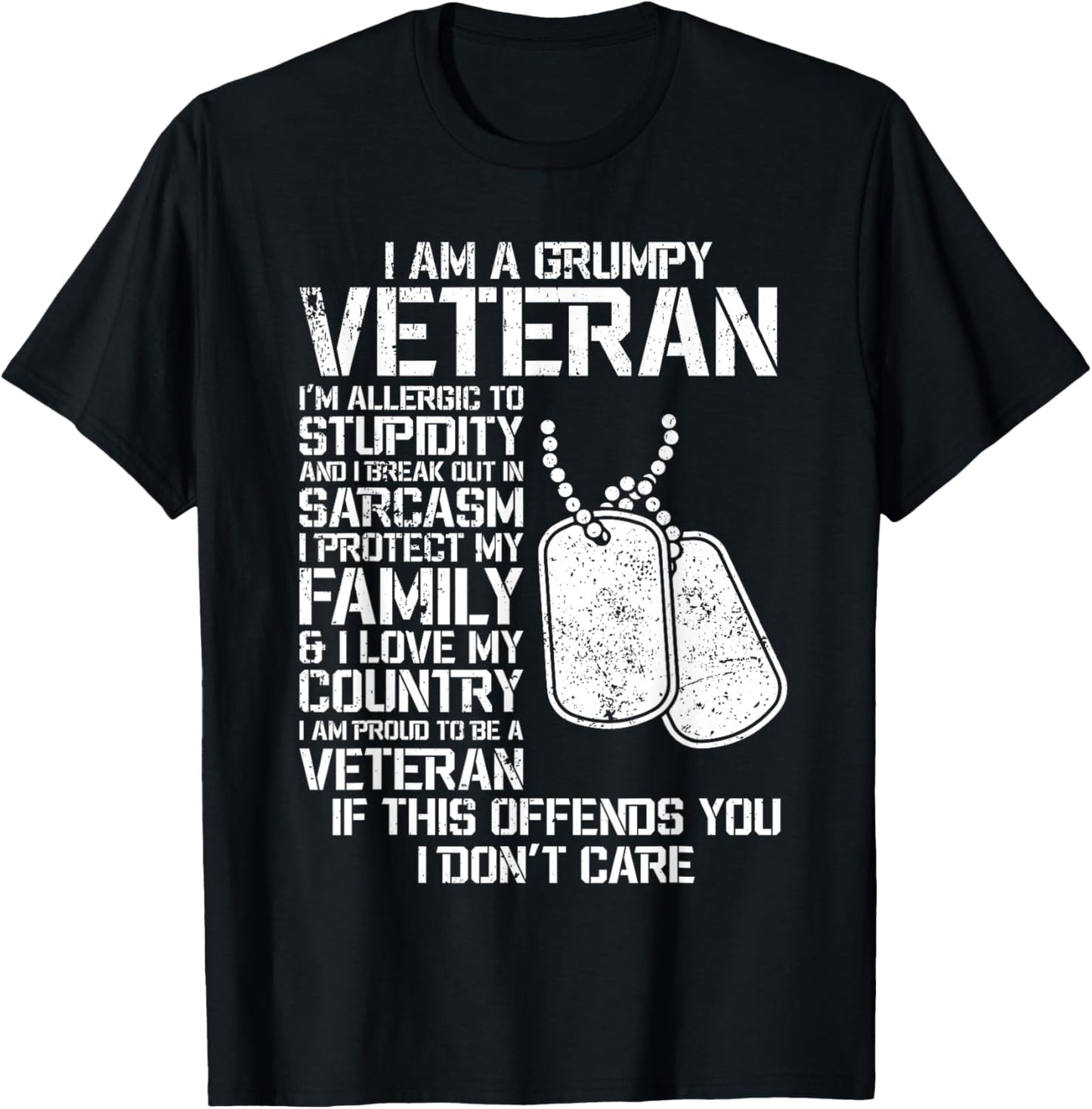 I'm A Grumpy Old Veteran Fathers Day Papa Veterans Day T-Shirt - T-Shirt | Black