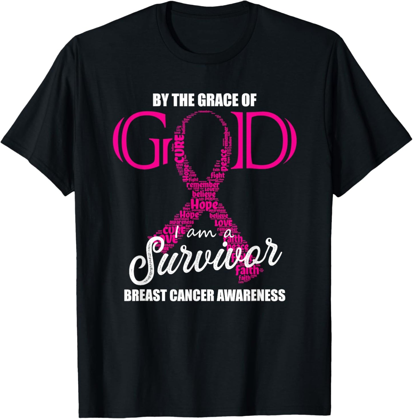 By The Grace Of God I am a Breast Cancer Survivor T-Shirt - T-Shirt | Black