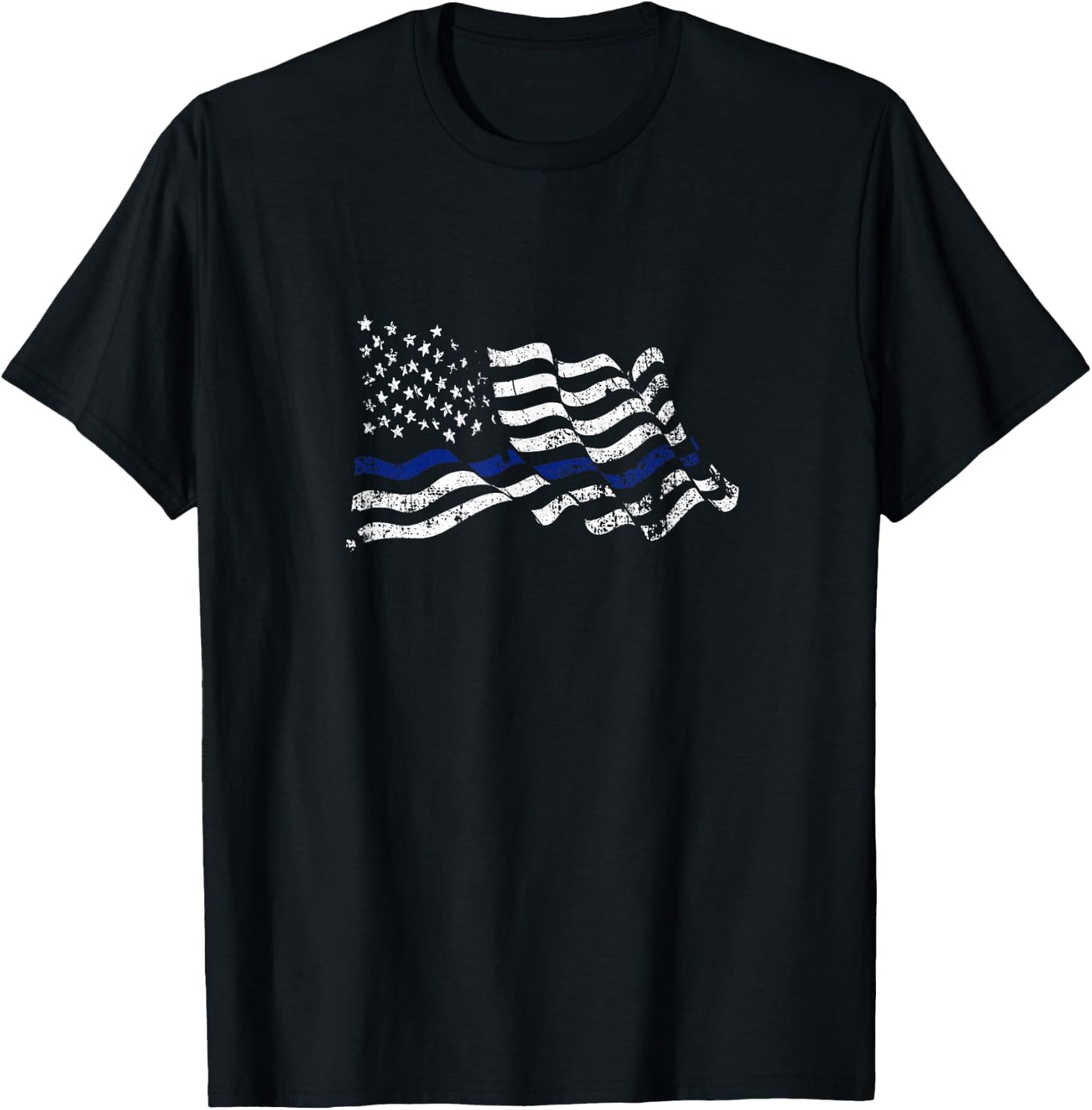 Thin Blue Line Flag Back The Blue Patriotic Police Men T-Shirt - T-Shirt | Black