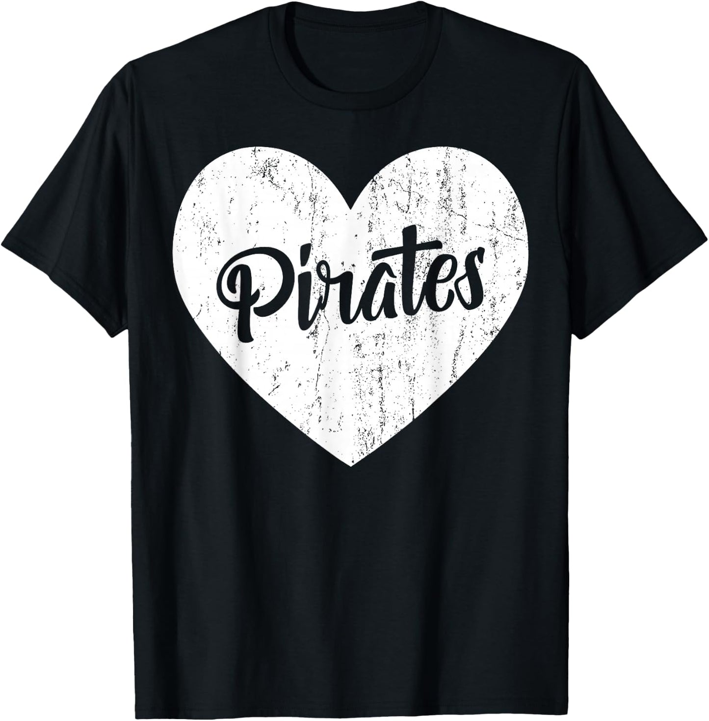Pirates School Sports Fan Team Spirit Mascot Cute Heart Gift T-Shirt - T-Shirt | Black