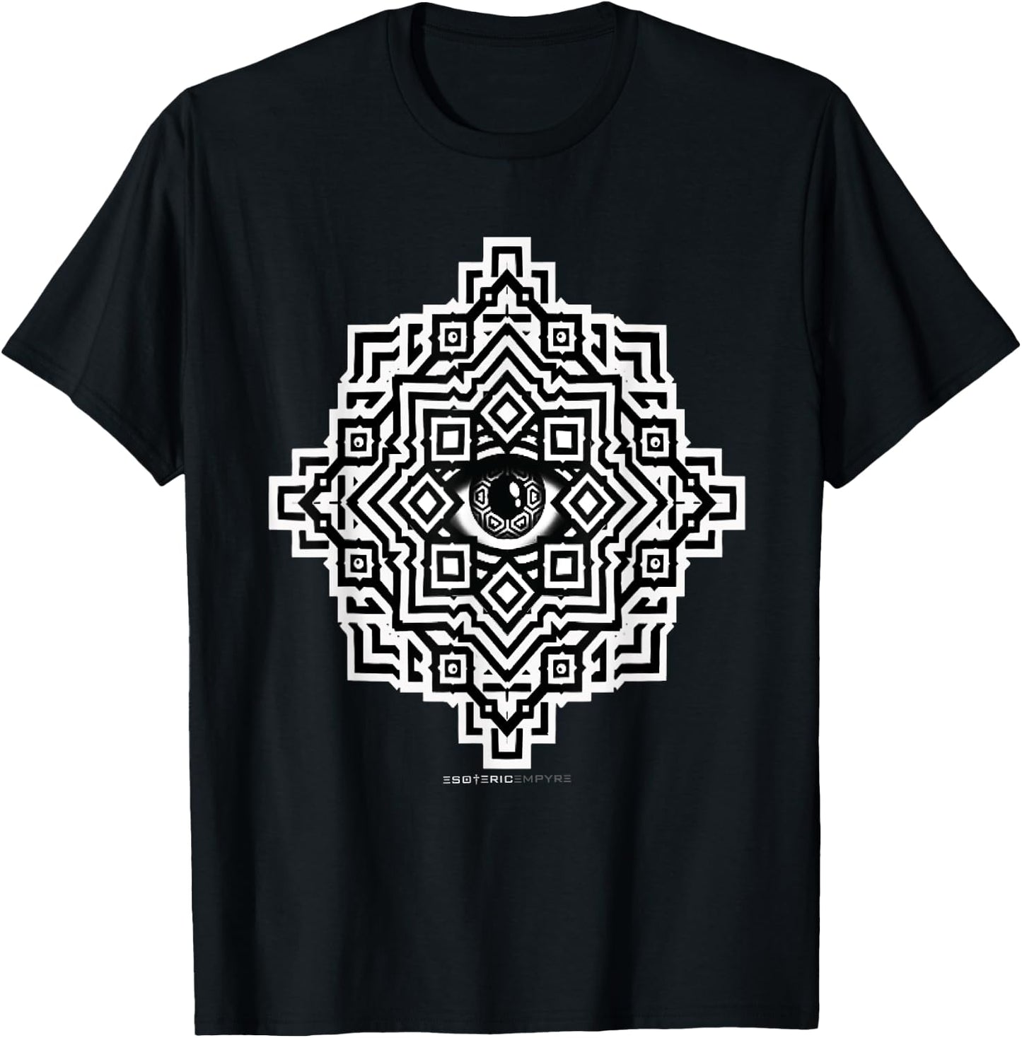 Sacred Geometry Eye Optical Illusion Trippy T-Shirt - T-Shirt | Black