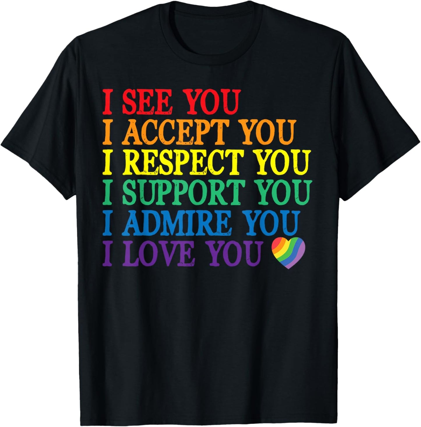Pride Rainbow Affirmations Queer Lesben Gay CSD Party LGBT T-Shirt - T-Shirt | Black