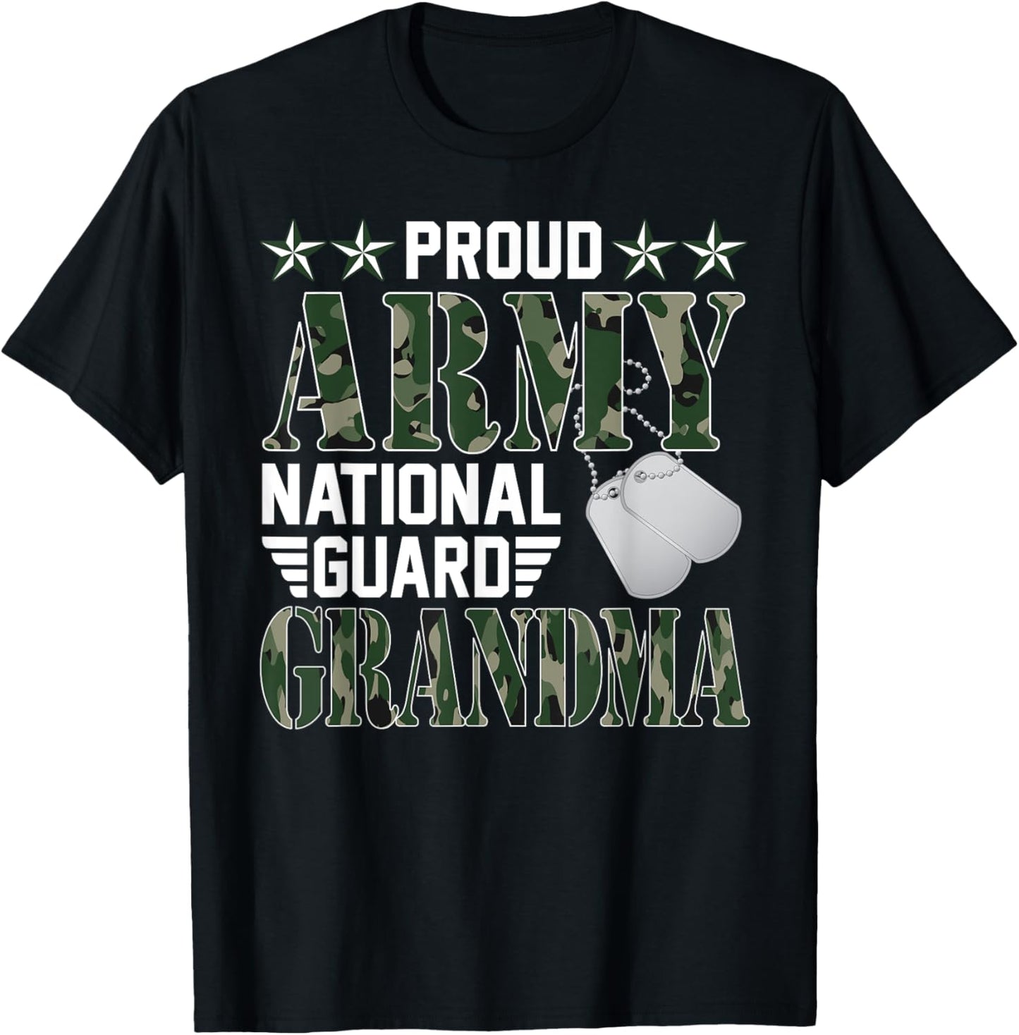 Proud Army National Guard Grandma Military Family Veteran T-Shirt - T-Shirt | Black
