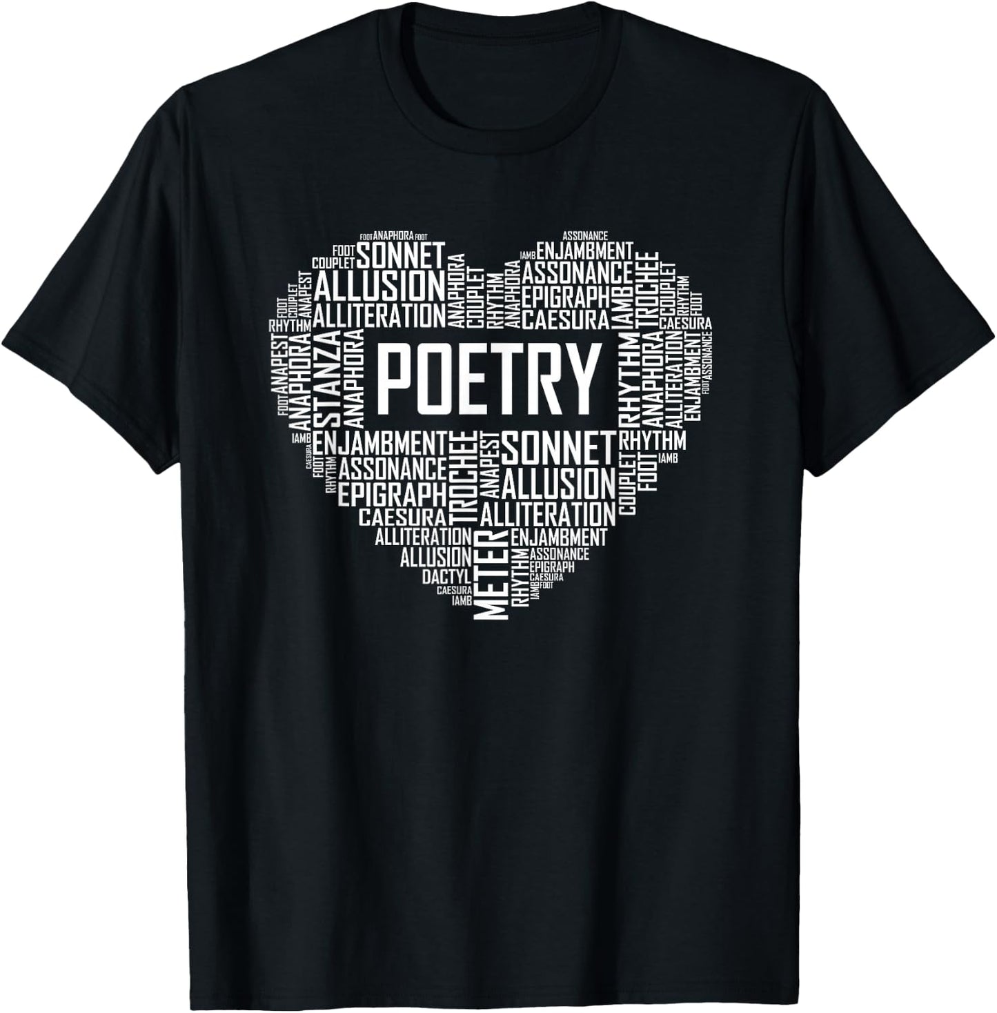 Poetry Heart Lover Gift Poet Writing Poem Writer Gifts T-Shirt - T-Shirt | Black