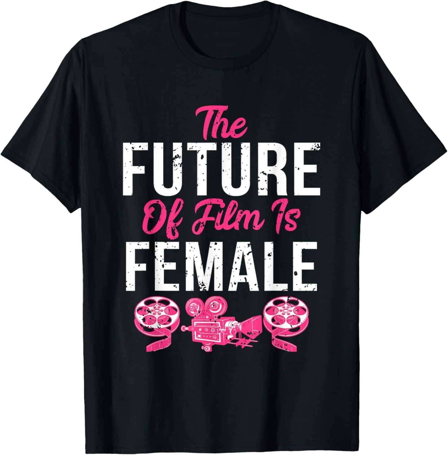 Funny Retro Vintage Filmmaker Future of Film is Female T-Shirt - T-Shirt | Black
