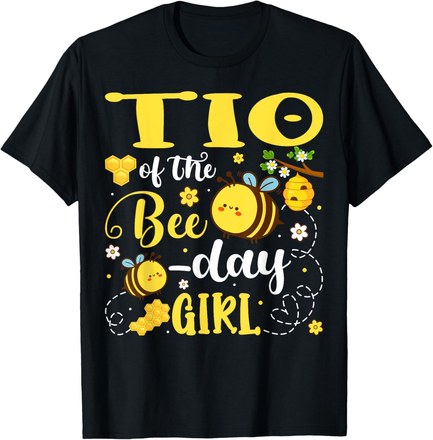 Tio of The Bee-Day Girl Birthday Party Matching Family T-Shirt - T-Shirt | Black