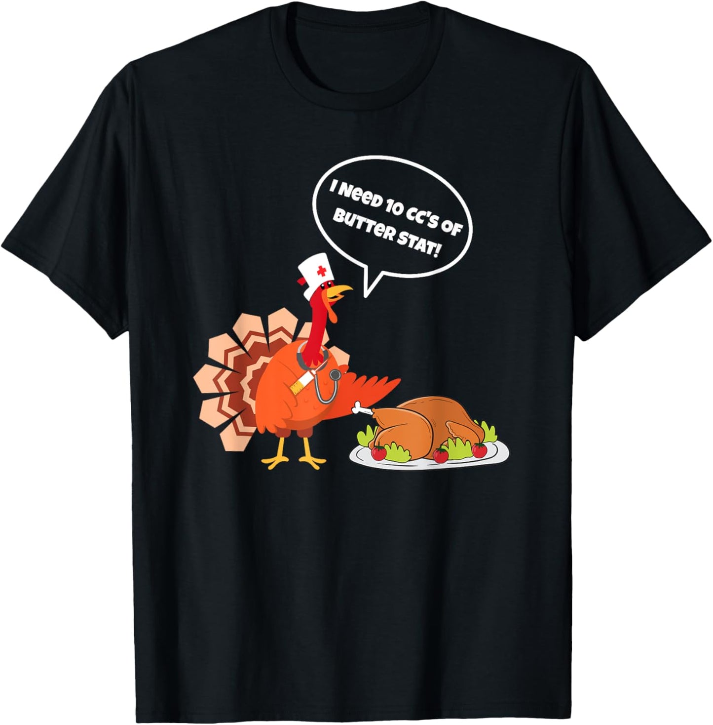 Funny Thanksgiving Nurse Butter Turkey Nursing Scrub Top T-Shirt - T-Shirt | Black