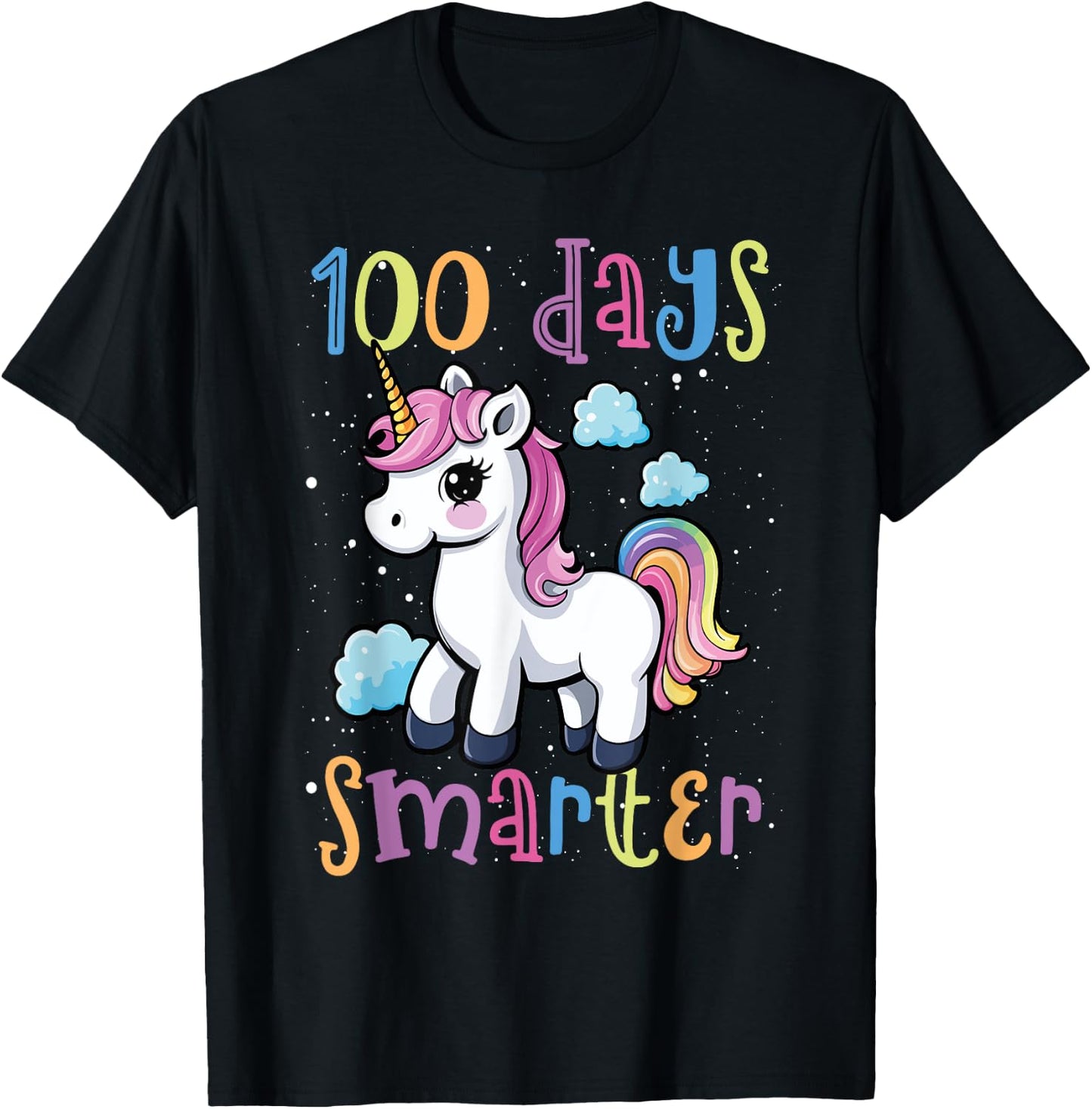 100 Days Smarter Unicorn Magic 100th Day Of School Kids T-Shirt - T-Shirt | Black