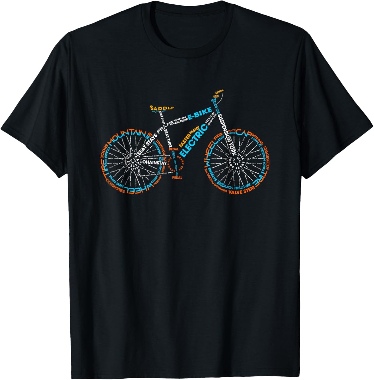 E-bike words in picture cyclist bicycle electric bike T-Shirt - T-Shirt | Black