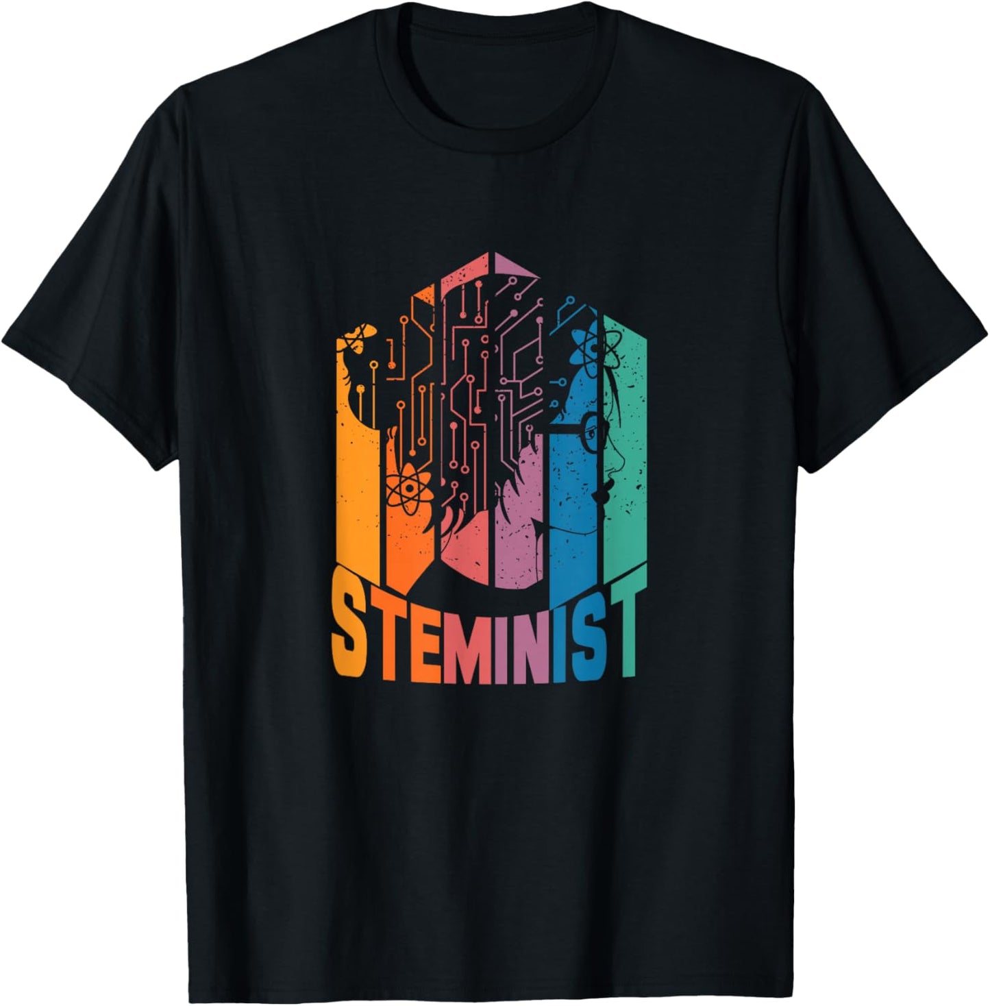 Vintage Steminist | Scientist Feminist | Women In STEM T-Shirt - T-Shirt | Black