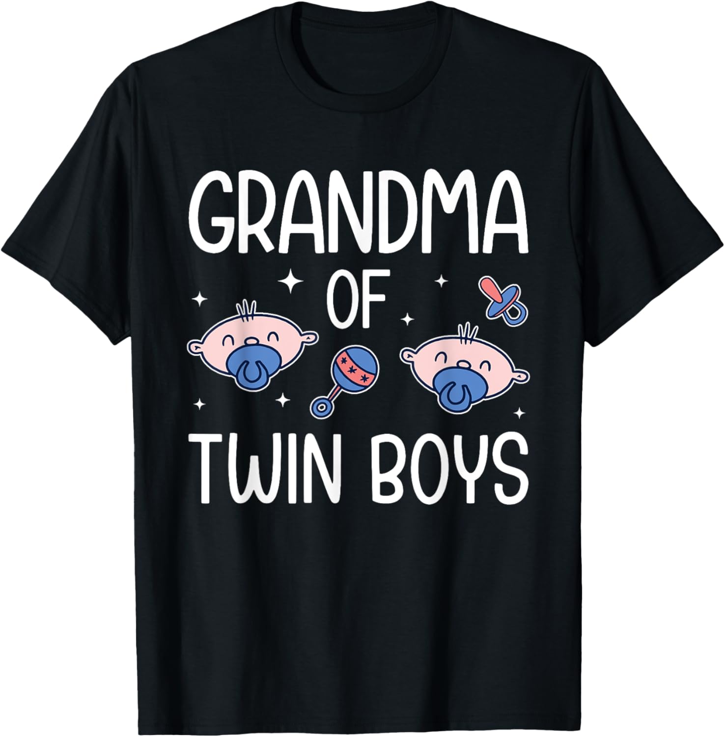 Grandma Of Twin Boys Grandmother Of Two Twin Grandma T-Shirt - T-Shirt | Black