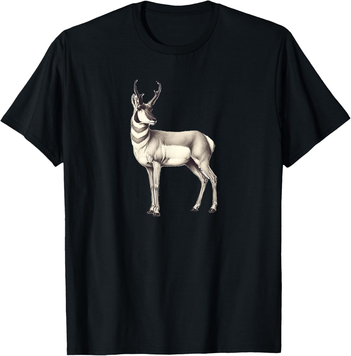 Pronghorn Antelope Simple Wildlife Graphic T-Shirt - T-Shirt | Black