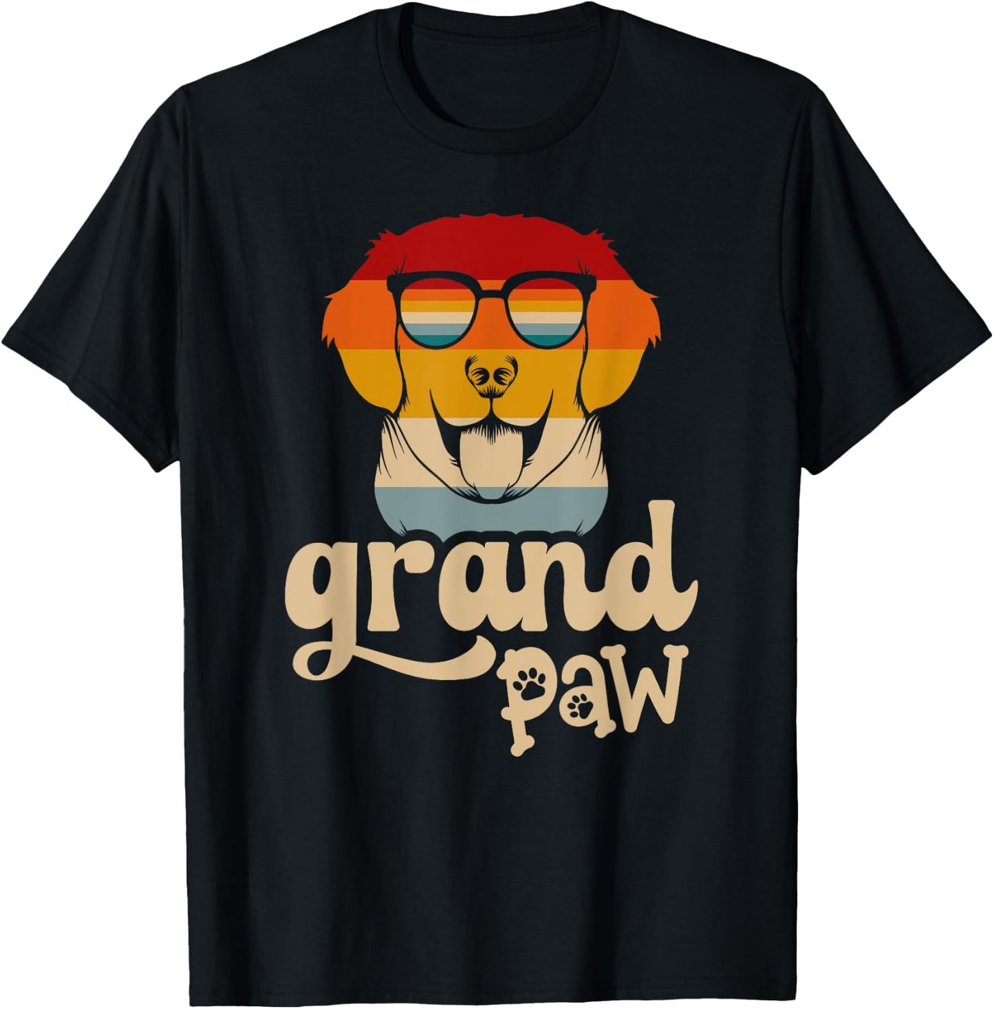 Grandpaw Grand paw Retriever Grandpa Funny Vintage Dog Lover T-Shirt - T-Shirt | Black