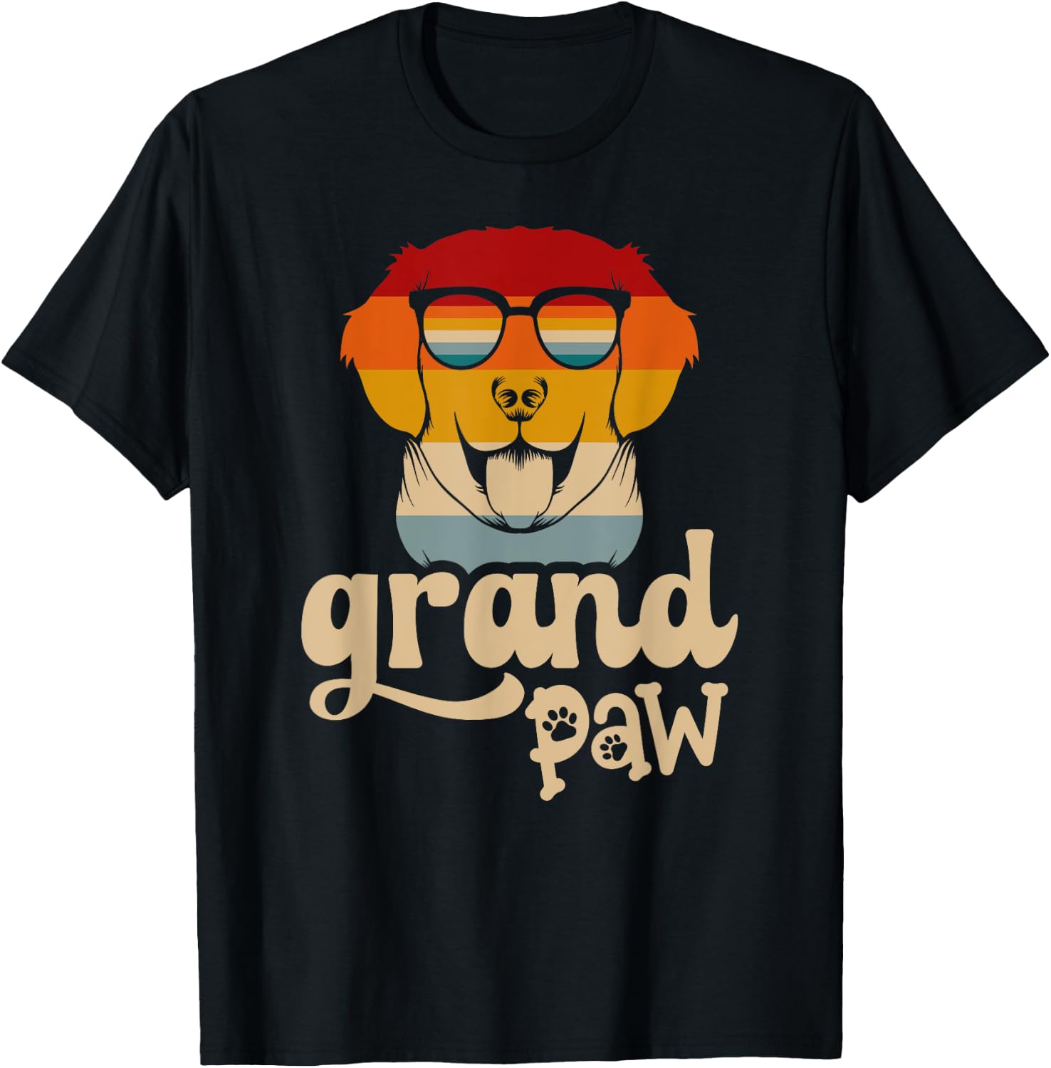 Grandpaw Grand paw Retriever Grandpa Funny Vintage Dog Lover T-Shirt - T-Shirt | Black