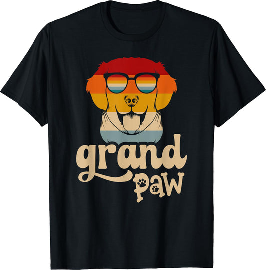 Grandpaw Grand paw Retriever Grandpa Funny Vintage Dog Lover T-Shirt - T-Shirt | Black