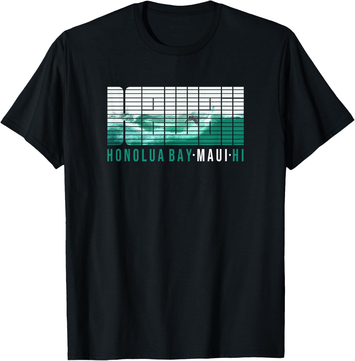 Hawaii MAUI Honolua Bay Hawaiian Surfing T-Shirt - T-Shirt | Black