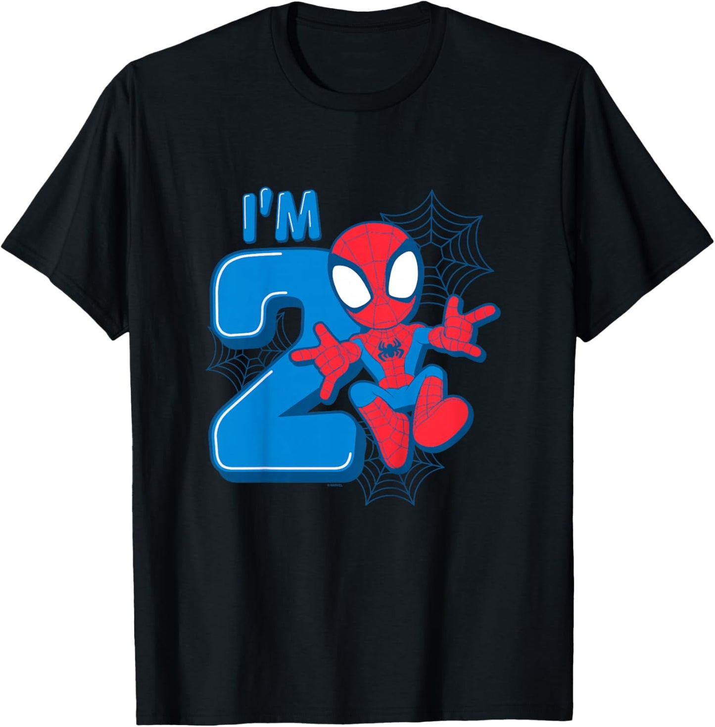 Kinder Marvel Spider-Man Cute Spidey 2nd Birthday I'm 2 T-Shirt - T-Shirt | Black