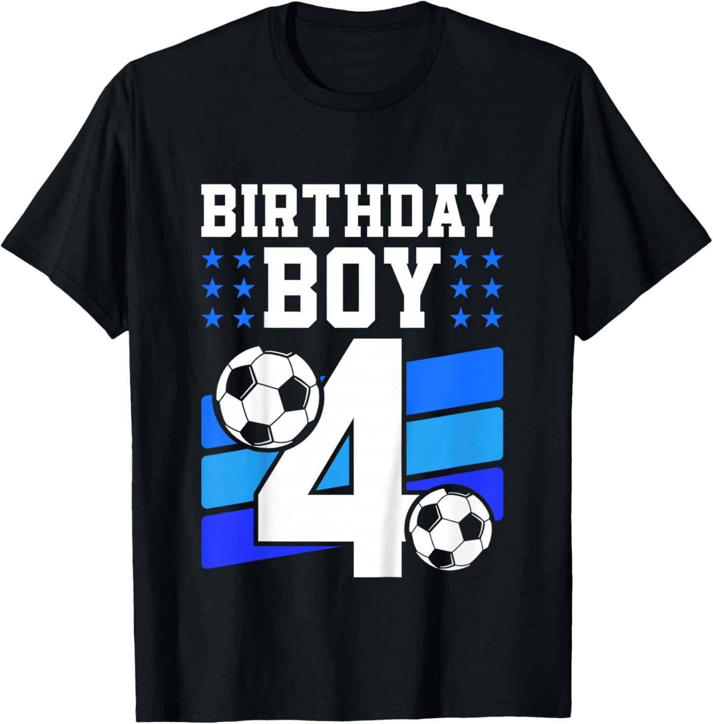 Kids 4 Years Old Boy 4th Birthday Gift Bday Soccer Birthday Boy T-Shirt - T-Shirt | Black