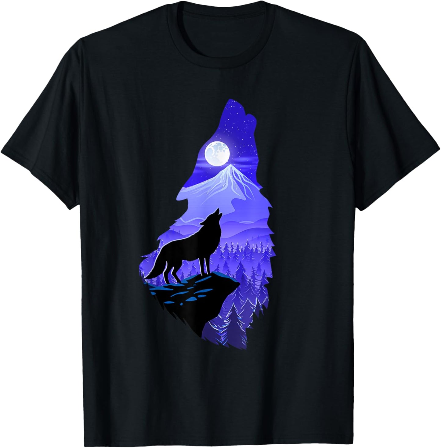 Silhouette Wolf - Wildlife Animal Lover Hunter T-Shirt - T-Shirt | Black