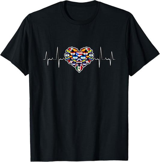Hispanic Heritage Month All Countries Flags Heart T-Shirt - T-Shirt | Black