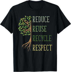 Earth Day Shirt Reduce Reuse Recycle Environmental Ecology T-Shirt - T-Shirt | Black